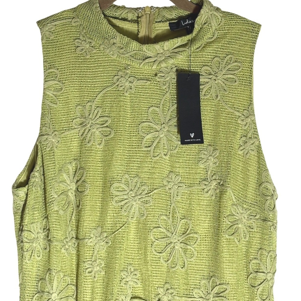 Lulu's Danalee Lime Green Embroidered MIdid Dress sz LG NWT - Picture 4 of 12